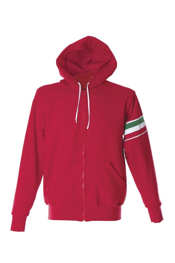 VERONA Толстовка Италия с капюшоном, на молнии, красный, размер XL