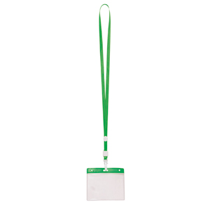 Ланъярд с держателем для бейджа; зеленый; 11,2х48,5х0,5 см; полиэстер, пластик; тампопечать, шелкогр