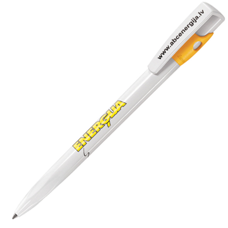 KIKI, ручка шариковая, ярко-желтый/белый, пластик