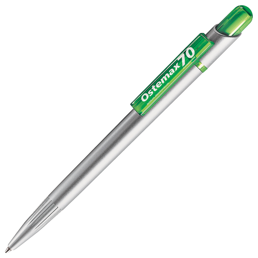 MIR SAT, ручка шариковая, прозрачный зеленый/серебристый, пластик
